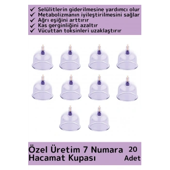 Özel Üretim Yüksek Kaliteli Selülit Çatlak Giderici Vakumlu 7 Numara Hacamat Kupası 20 Adet
