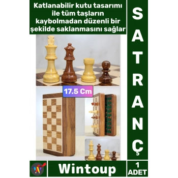 #Satranç Lüks Hediye Özel Vernikli Mıknatıs Taşlı Ahşap Katlanabilir Kutulu Satranç Oyunu 17.5 Cm