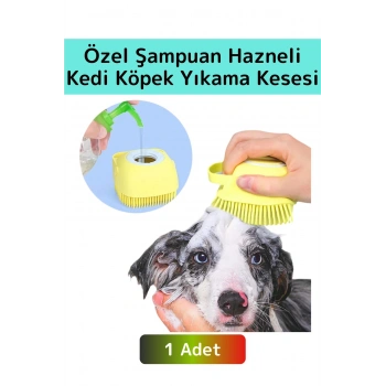 Özel Yumuşak Cilde Zararsız Masaj Etkili Şampuan Hazneli Evcil Hayvan Kedi Köpek Banyo Yıkama Kesesi