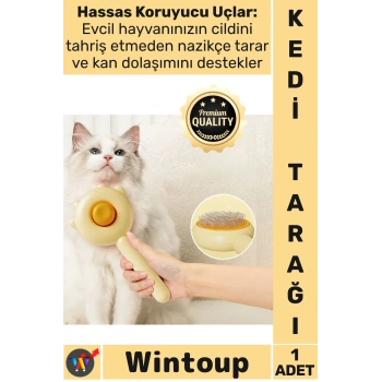 #Tarak Kedi Köpek Tüy Bakım Fırçası Pati Tasarımlı Otomatik Temizlenen Şık Pet Evcil Hayvan Tarağı