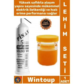 #Lehim Kaliteli Elektronik Tamir Seti Pinax Tüp Lehim Teli 25 Gr 12mm + Lehim Pastası 40 Gr Şık Set