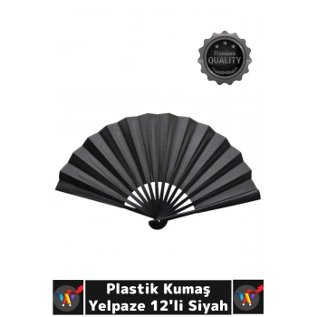 Plastik Kumaş Yelpaze 12li Siyah