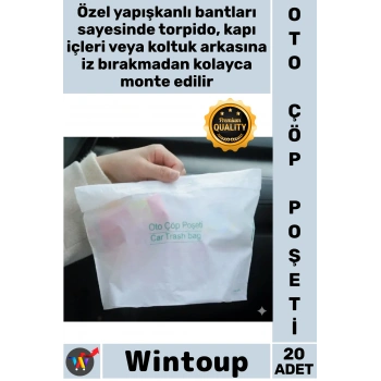 #Poşet Yapışkanlı Sızdırmaz Hijyenik Özel Konforlu Pratik Su Geçirmez Oto Araba Çöp Poşeti 20 Adet
