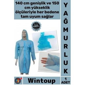 #Yağmurluk Su Geçirmez Şeffaf Kapüşonlu Acil Durum Koruyucu Standart Beden Tek Eko Pratik Yağmurluk
