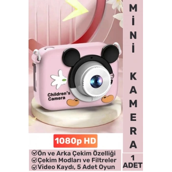 Premium 1080p HD Video Kayıt Ön Arka Çekim Filtre 5 Oyun Mini Çocuk Kamera Dijital Fotoğraf Makinesi
