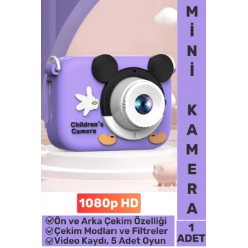 Premium 1080p HD Video Kayıt Ön Arka Çekim Filtre 5 Oyun Mini Çocuk Kamera Dijital Fotoğraf Makinesi