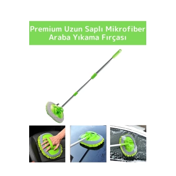 Premium 180 Derece Dönen Su Emici Tak Çıkar Paspaslı Uzun Saplı 2in1 Mikrofiber Araba Yıkama Uyumlu