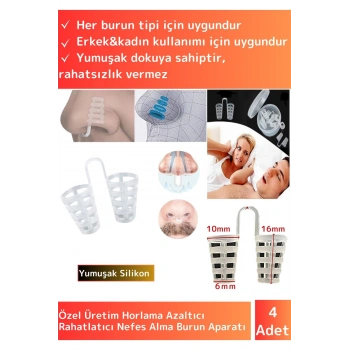 Premium Burun Delik Horlama Azaltıcı Rahatlatıcı Etkili Burun Delik Aparatı 4 Adet