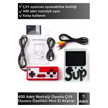 Premium Çift Kol 400 Nostalji Oyunlu Mini Atari Gameboy&Gamebox Oyun Konsolu Gameboy Atari Nintendo