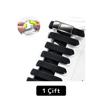 Premium Çocuk Genç Yetişkin Pratik Şık Klipsli Manyetik Mıknatıslı Lastikli Ayakkabı Bağcığı 1 Çift