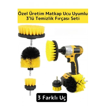 Premium Çok Fonksiyonlu Tüm Matkap Uçlarına Uygun Banyo Araç 3lü Matkap Ucu Temizleme Fırçası Seti