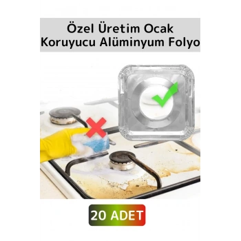 Premium Dayanıklı Uzun Ömürlü Kolay Temizlenebilir Ocak Yağ Kir Önleyici Kare Alüminyum Folyo 20Adet