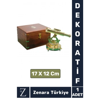 Premium Dekoratif Koleksiyon Erkek Arkadaş Sevgililer Günü Hediye PİRİNÇ Ahşap Kutu PUSULALI DÜRBÜN