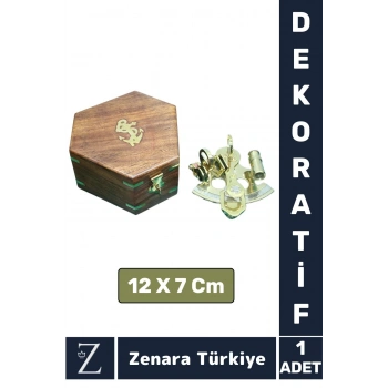 Premium Dekoratif Koleksiyon Erkek Arkadaş Sevgililer Günü Özel Hediyelik PİRİNÇ Ahşap Kutu SEKSTANT