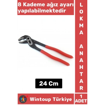 Premium Ergonomik 8 Kademe Ağız Ayarlı Fort Pense Boru Çeşme Musluk Anahtarı 24 Cm