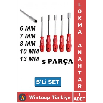 Premium Ergonomik Kaymaz Kauçuk Sap Lokma Anahtar Tornavida 6/7/8/10/13/mm 5li SET