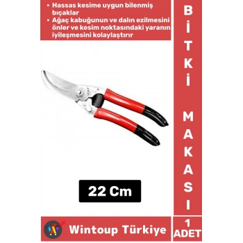 Premium Ergonomik Keskin Yaylı Ağaç Bitki Çiçek Bağ Budama Makası 22 Cm