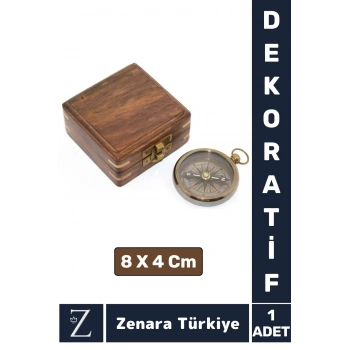 Premium Erkek Arkadaş Sevgili Özel Gün Koleksiyon Hediye Denizci Tema PİRİNÇ Ahşap Kutulu PUSULA