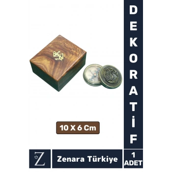 Premium Erkek Arkadaş Sevgili Özel Gün Koleksiyon Hediye Ev Ofis Denizci PİRİNÇ Ahşap Kutulu PUSULA