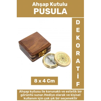 Premium Erkek Arkadaşa Sevgiliye Baba Özel Hediyelik Dekoratif Koleksiyon Ahşap Kutulu PUSULA