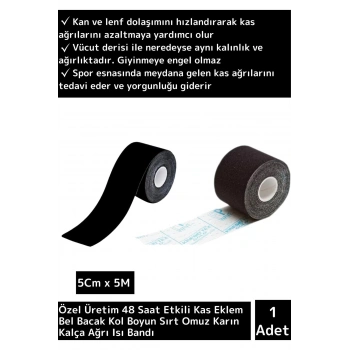 Premium Hızlı Etkili Büyük Boy Kas Eklem Bel Bacak Kol Boyun Sırt Omuz Karın Kalça Ağrı Bandı Siyah