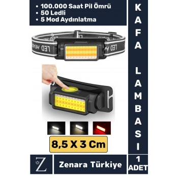 Premium Kamp Avcı Balıkçı Deprem 100- 150 Metre 50 Ledli 5 Mod Aydınlatmalı Şarjlı KAFA LAMBASI