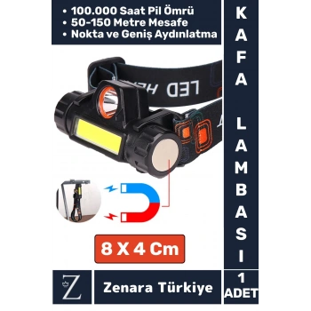 Premium Kamp Avcı Balıkçı Deprem 150-250 Metre Mıknatıslı Sabitleme Şarjlı Powerled KAFA LAMBASI