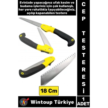 Premium Kompakt Çakı Tipi Katlanır Kamp Piknik Tamirat Kesme Çelik Cep Boy Budama Testeresi 18 Cm