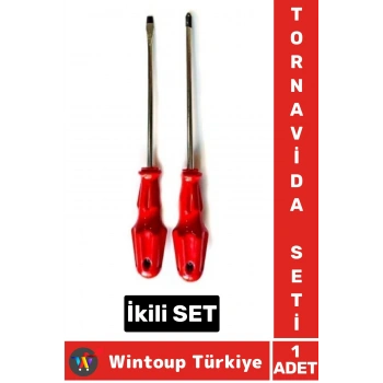 Premium Kompakt Ev Atölye Tamirat Vidalama Düz Yıldız Tornavida İkili Set
