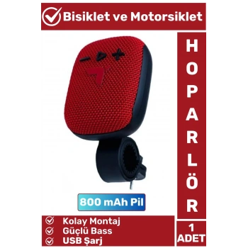 Premium Kompakt Kolay Montaj Güçlü Bass USB Şarjlı Bluetoothlu Motorsiklet Bisiklet Hoparlörü