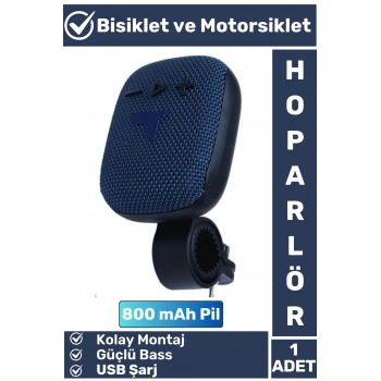 Premium Kompakt Kolay Montaj Güçlü Bass USB Şarjlı Bluetoothlu Motorsiklet Bisiklet Hoparlörü