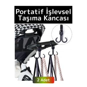 Premium Kompakt Poşet Taşıma Bisiklet Bebek Arabası Askısı Çok İşlevli Portatif Taşıma Kancası 2 Adt