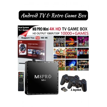 Premium M8 PRO MINI Kablosuz Aile TV Mini Oyun Konsolu Çift Kol 10000 Oyun