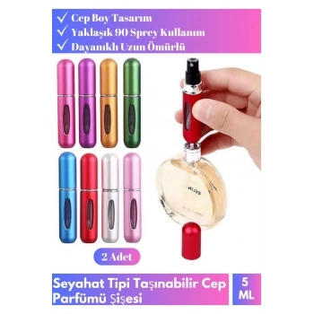 Premium ModelCep Parfümü Doldurulabilir Çanta Boy Tasarım 2 Adet Mini Cep Parfüm Şişesi 5 Ml