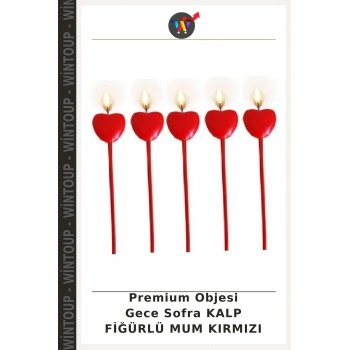 Premium Objesi Aromatik Obje Sofra KALP FİĞÜRLÜ MUM KIRMIZI