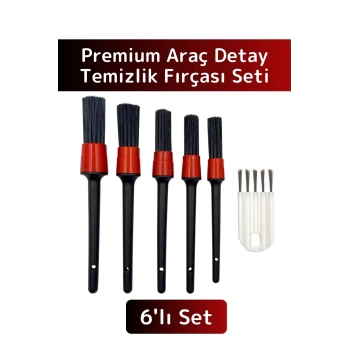 Premium Oto Araç Klima Koltuk Islak Kuru Kullanım Derin Temizlik 5+1 Detaylı Temizlik Fırçası Seti