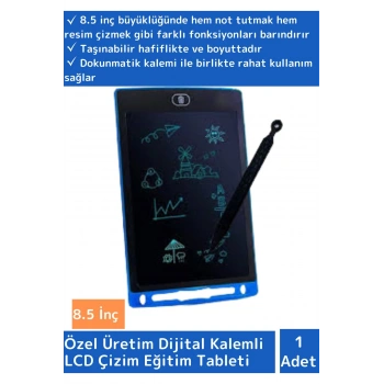 Premium Seri 8.5 İnç LCD Dijital Kalemli Çocuk Not Resim Grafik Çizim Eğitim Tableti