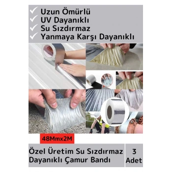 Premium Seri Su Geçirmez Isıya Dayanıklı Alüminyum Ultra Güçlü Tamir Bandı Çamur Bant 3 Adet
