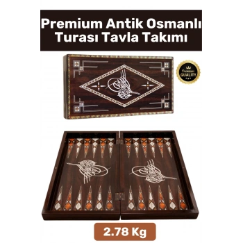 Premium Seri Yüksek Kaliteli Çizilmez Yıpranmaz Mıknatıslı Kapama Antik Osmanlı Turası Tavla Takımı
