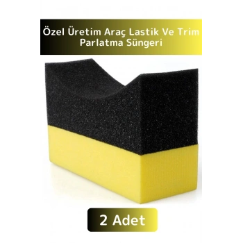 Premium Uzun Ömürlü Ekstra Parlak Oto İç Dış Otomobil Trim Lastik Temizleme Parlatma Süngeri 2 Adet