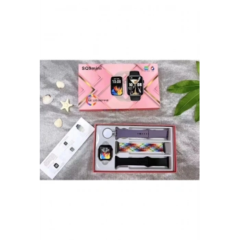 Premium Version SQ9 Mini Amoled Screen 3 Strap Watch BT Call Bildirim Android/IOS Destekli