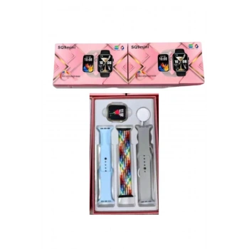 Premium Version SQ9 Mini Amoled Screen 3 Strap Watch BT Call Bildirim Android/IOS Destekli