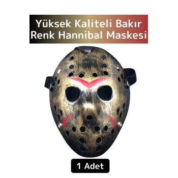 Premium Yüksek Kaliteli Eğlenceli Parti Kostüm Cadılar Bayramı Bakır Renk Hannibal Maskesi 1 Adet