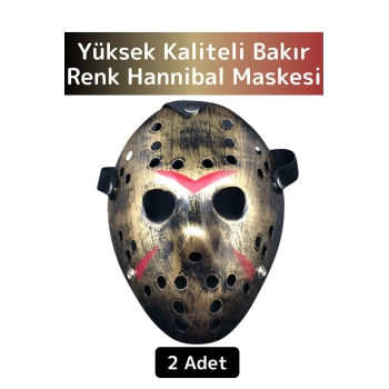 Premium Yüksek Kaliteli Eğlenceli Parti Kostüm Cadılar Bayramı Bakır Renk Hannibal Maskesi 2 Adet