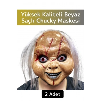 Premium Yüksek Kaliteli Eğlenceli Parti Kostüm Cadılar Bayramı Halloween Chucky Maskesi 2 Adet