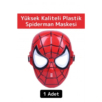 Premium Yüksek Kaliteli Plastik Eğlenceli Spiderman Figür Unisex Örümcek Adam Maskesi 1 Adet