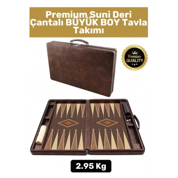 Premium Yüksek Kaliteli Tam Suni Deri Kaplama Fermuarlı Çantalı Akrilik Pullu Büyük Boy Tavla Takımı