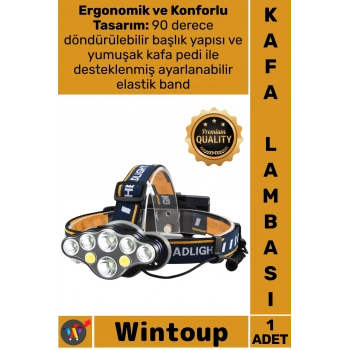 #Lamba Avcı Güçlü USB Şarj Edilebilir Profesyonel 8 Modlu 6000 Lümen 8 LED Su Geçirmez Kafa Lambası