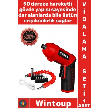 #Vidalama 3.6V Lityum İyon 11 Parça Aksesuarı 90 Derece Hareketli Gövde Kompakt Güçlü Akülü Vidalama