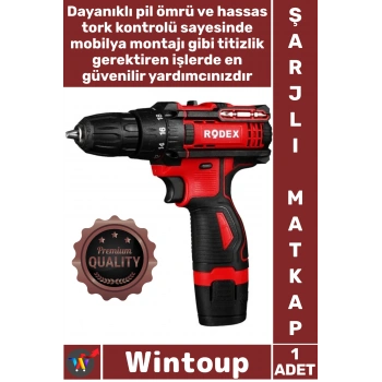 #Matkap Profesyonel Led Işıklı Ayarlanabilir Tork 1500 mAh Ergonomik Şık 12 V Tek Akü Şarjlı Matkap